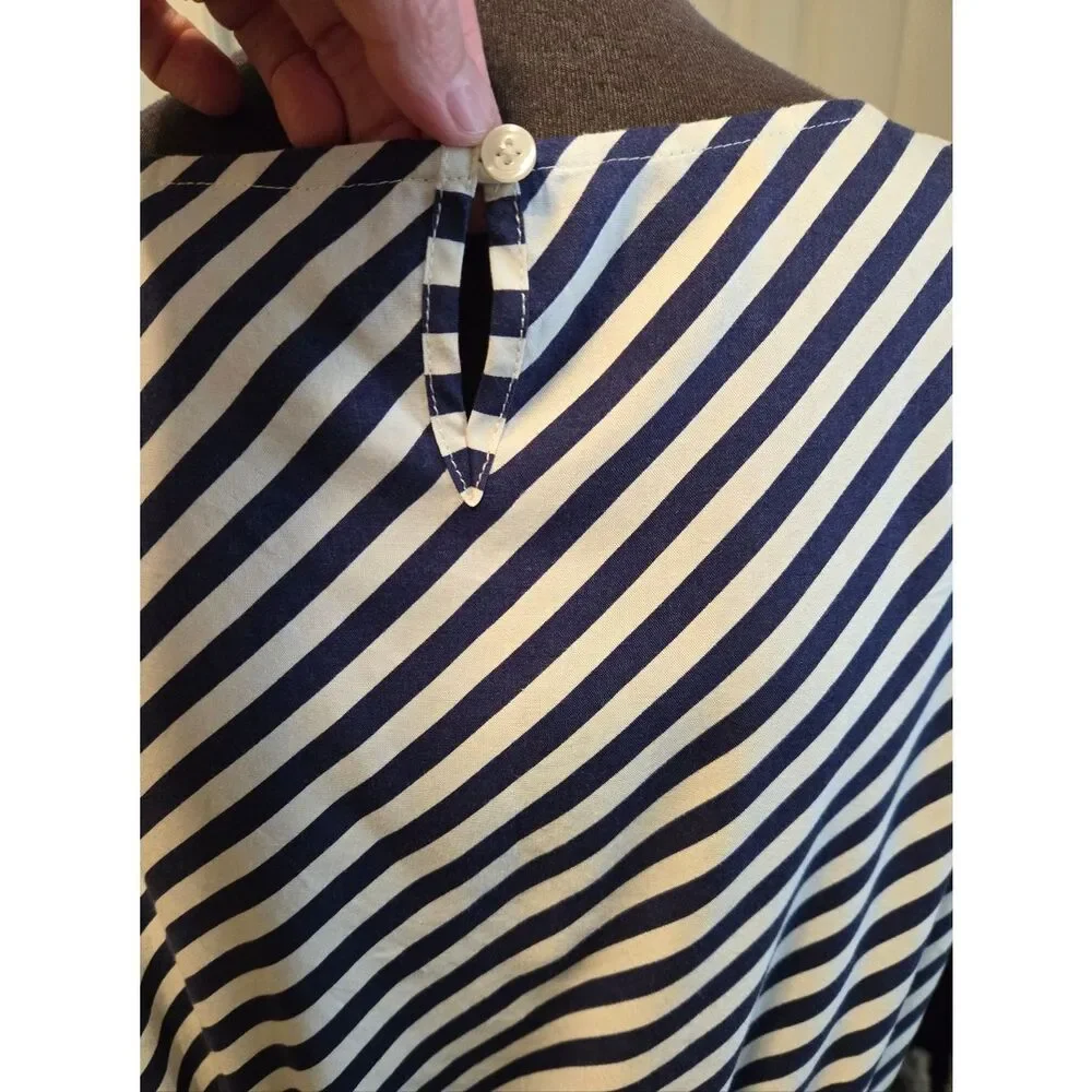 EC J.CREW NAVY BLUE & WHITE STRIPED DRESS W/POCKETS SZ.6
